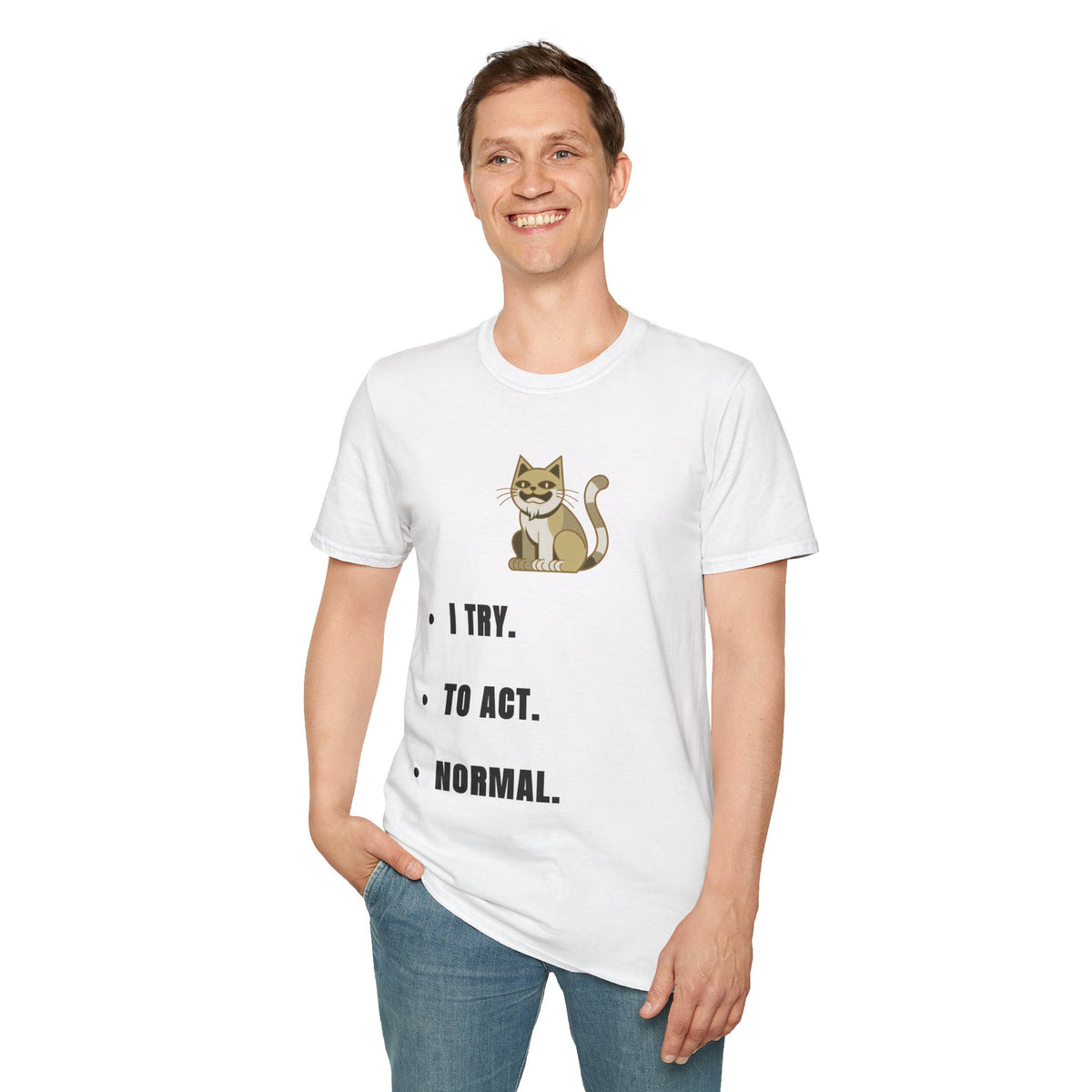I Try Cat T-Shirt — Cute Cat Illustration Tee with "I Try." Text - Trending Now - September 2026