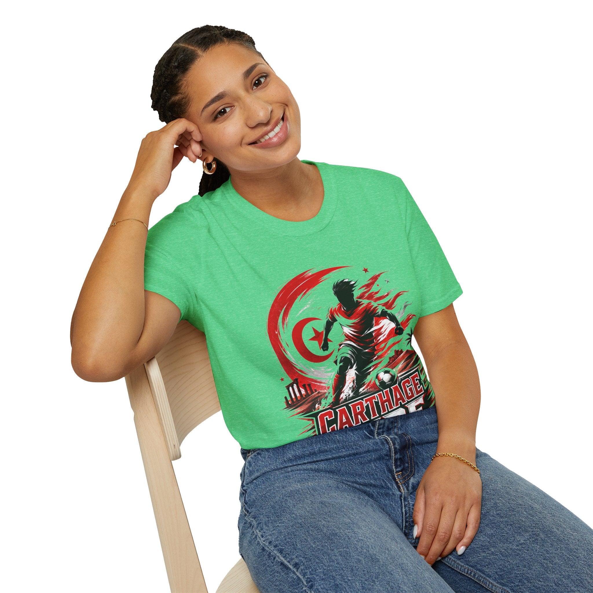 Tunisia Carthage Fire Soccer T-Shirt — Red Crescent Football Fan Tee