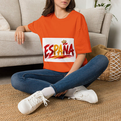 Spain  Graphic T-Shirt — Spanish Flag Brushstroke Design with Crown