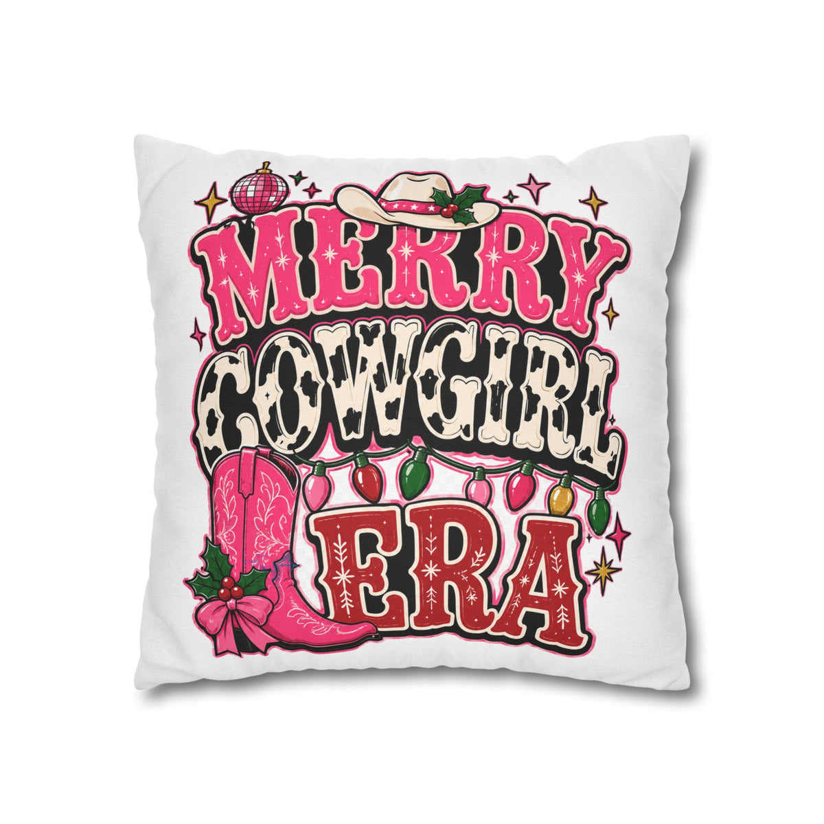 Merry Cowgirl Christmas Pillowcase Modern Day Christmas