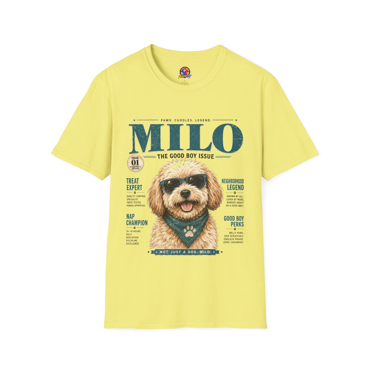 Milo 'The Good Boy Issue' T-Shirt — Cute Dog Magazine Cover Tee