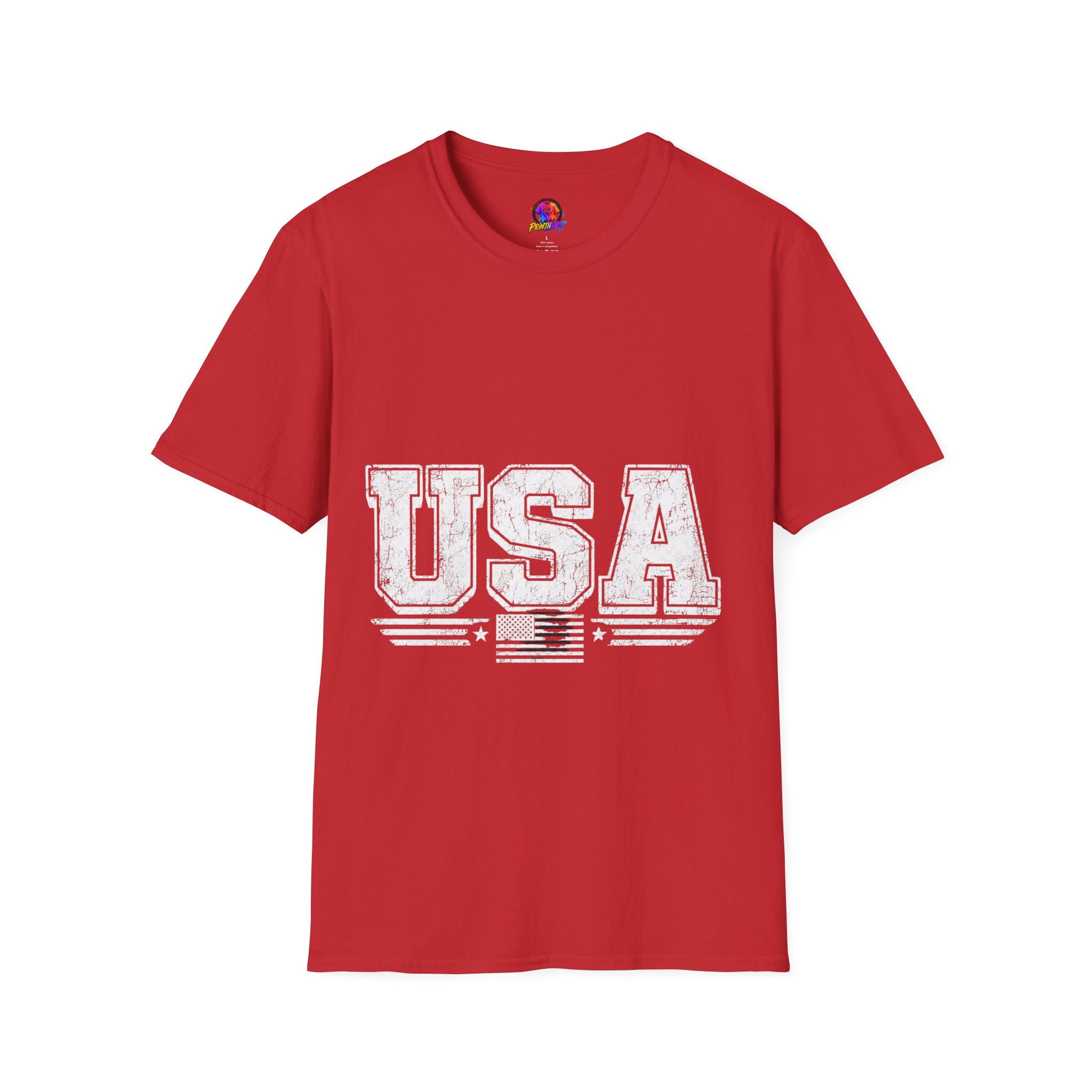 USA Vintage Block T-Shirt — Patriotic Americana Graphic Tee