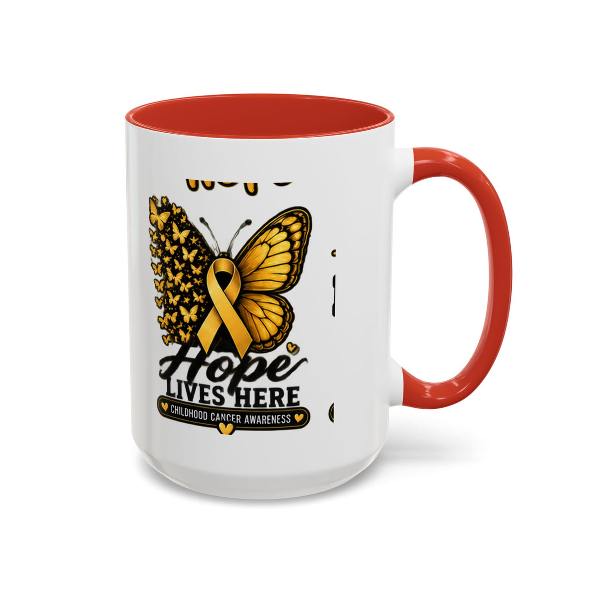 Children’s Cancer Awareness Accent Coffee Mug — "Hope Lives Here" (11/15oz)