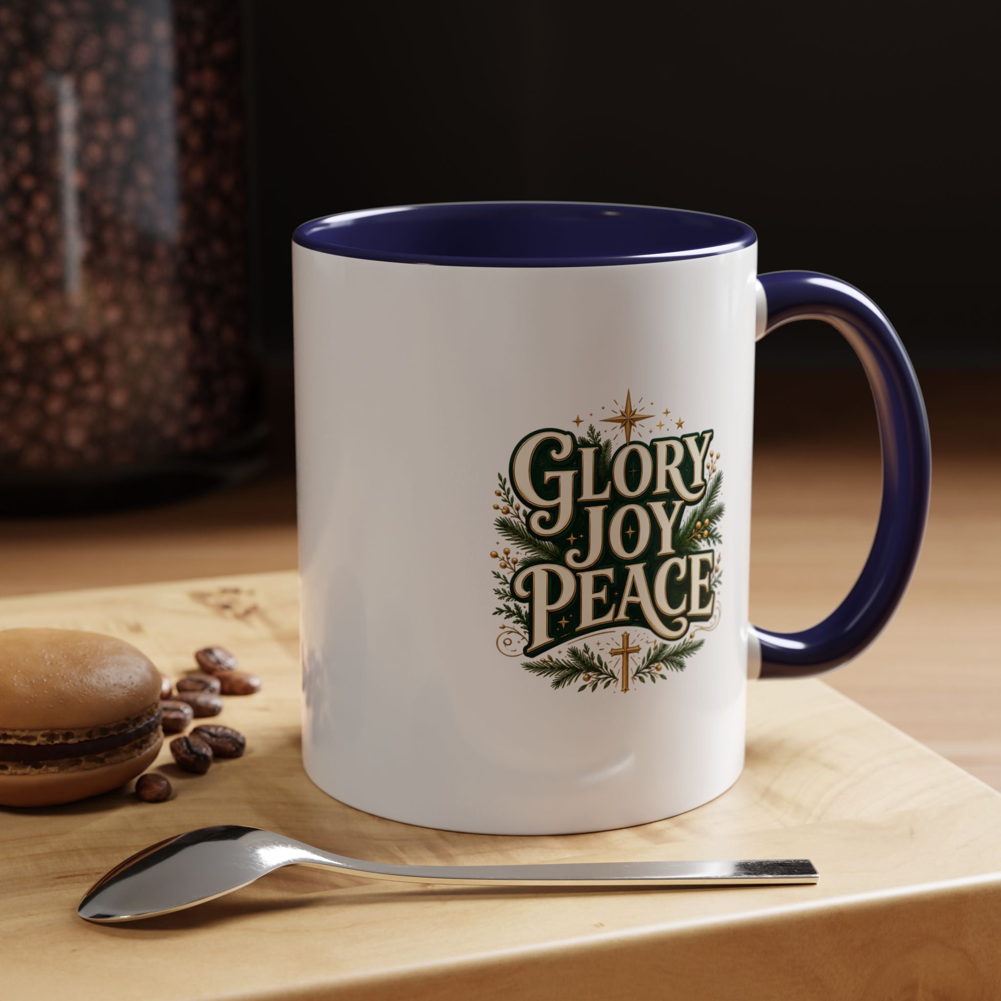 Glory Joy Peace Christmas Coffee Mug - Holiday Scripture Accent Mug
