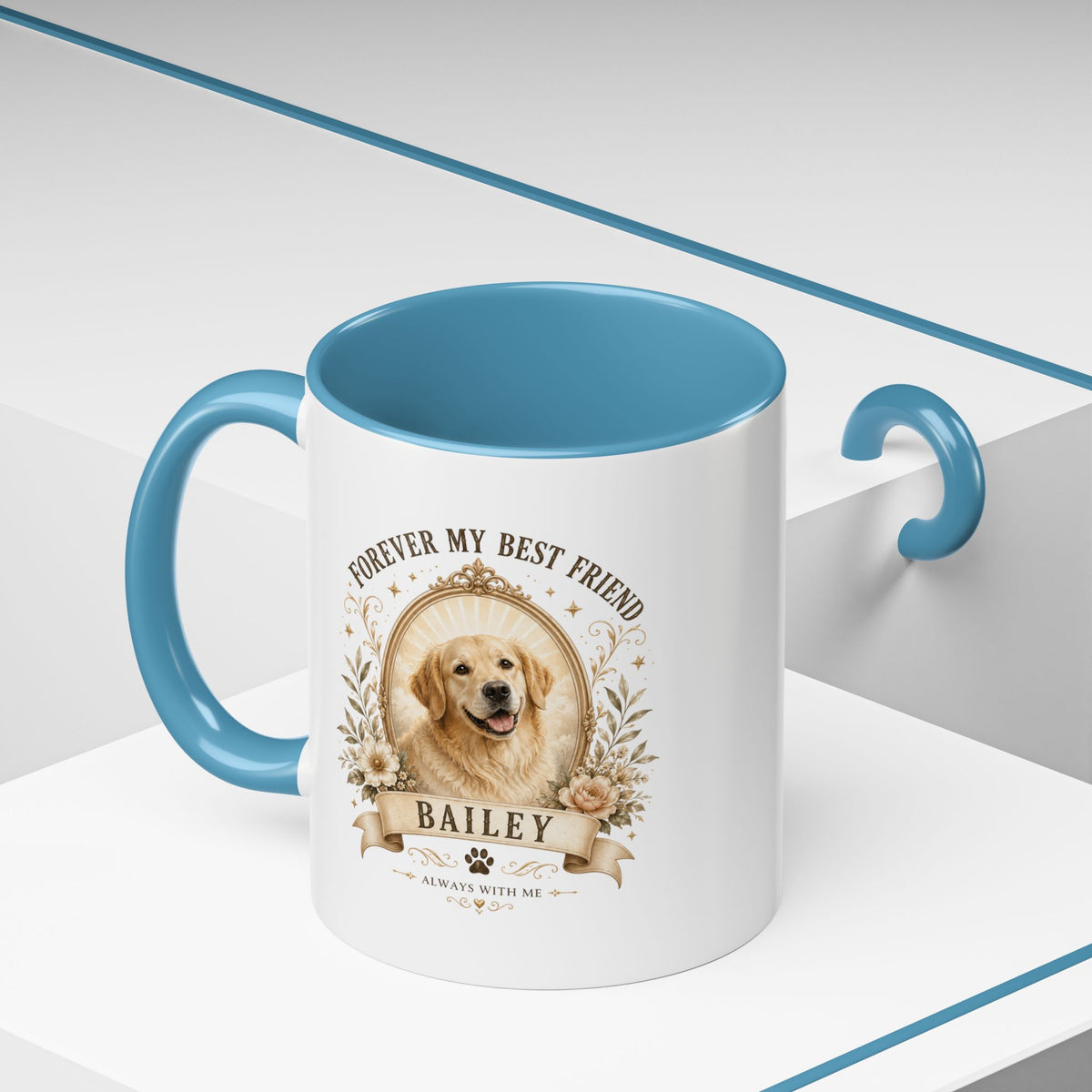 Milo Bailey Dog Dad Mom Personalized Dog Coffee Mug – "Forever My Best Friend" Golden Retriever Memorial Accent Mug