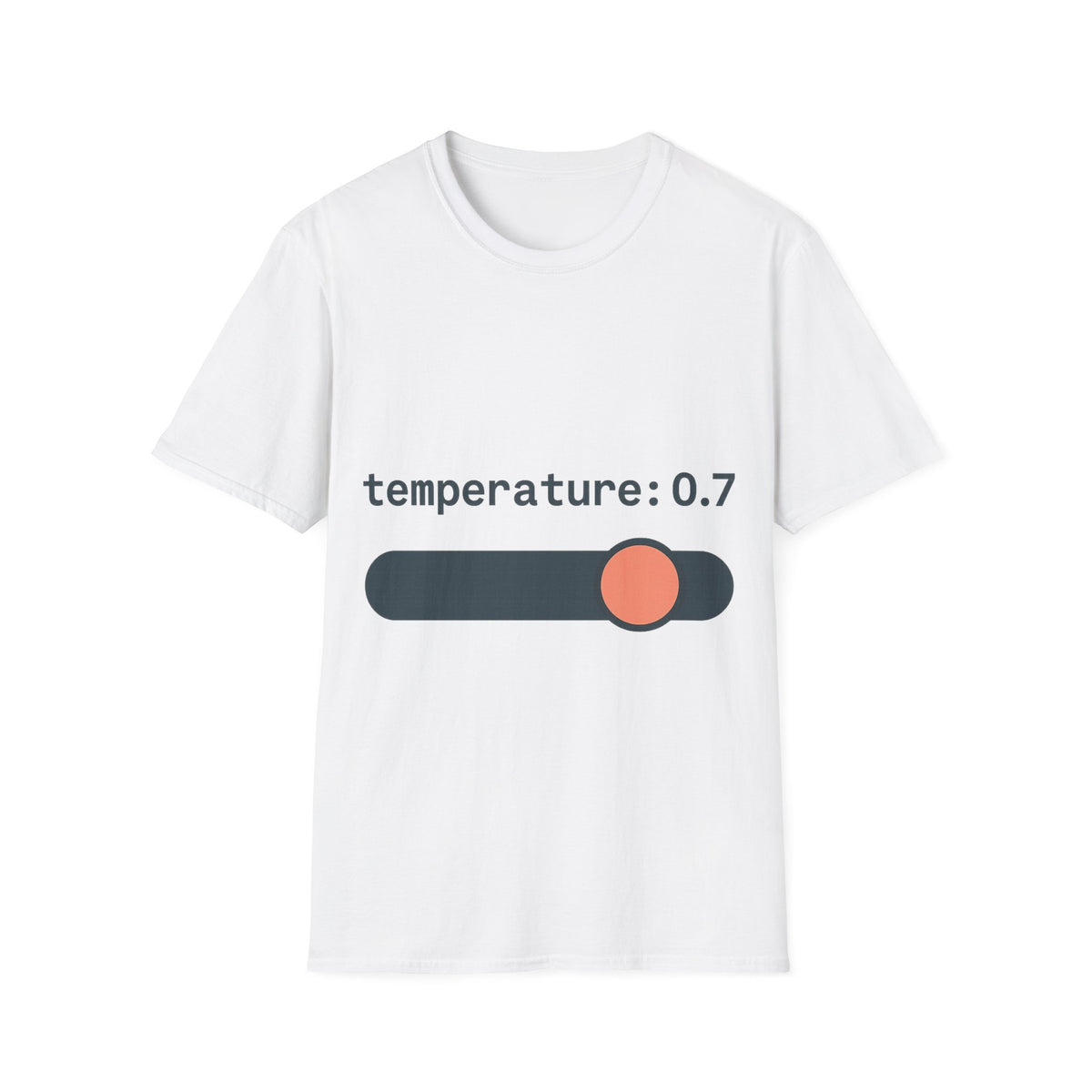"Temperature 0.7" AI Parameter Graphic Tee - Funny Tech Humor White T-Shirt - Trending Now - September 2026