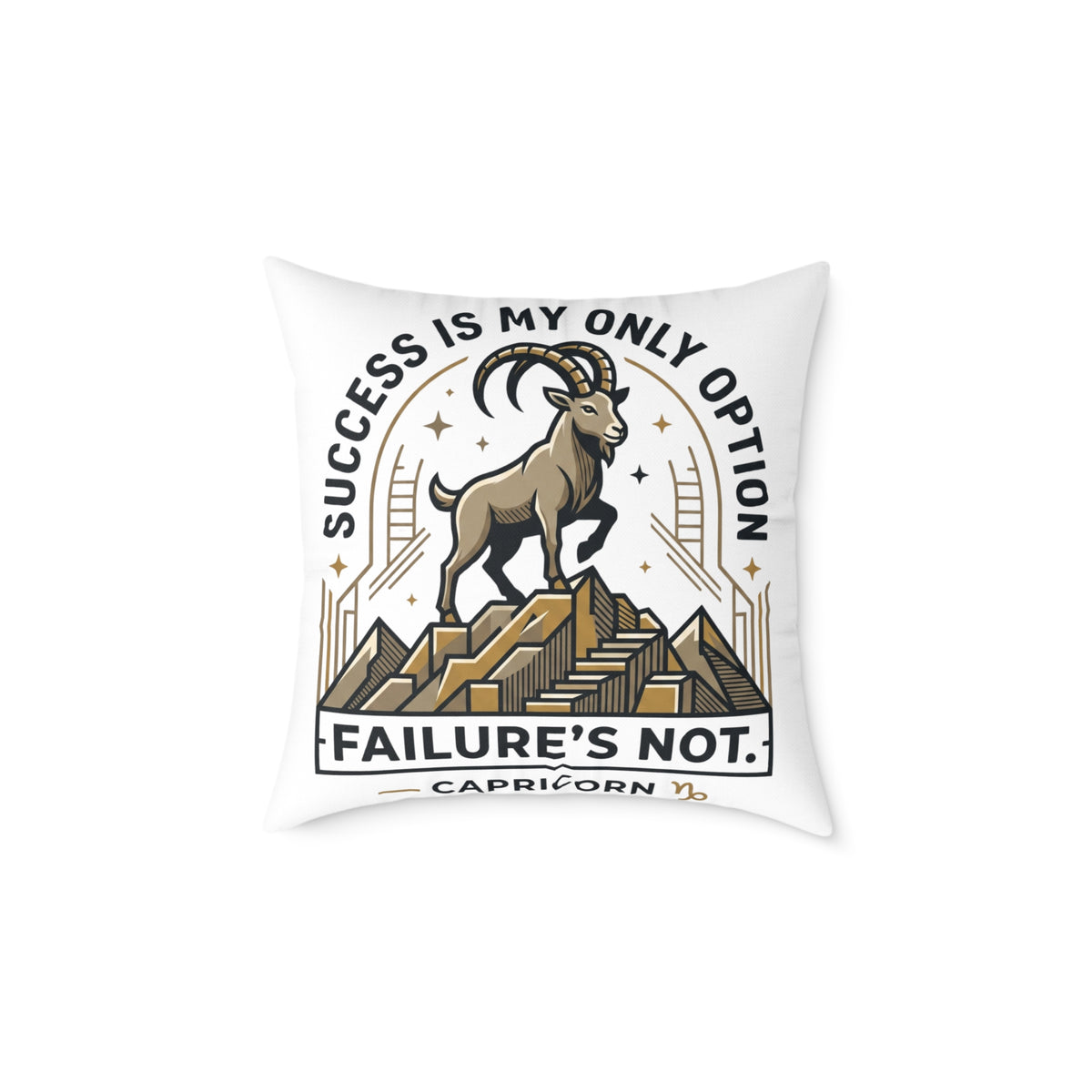 Capricorn Pillow — "Success Is My Only Option, Failure's Not" Capricorn Mountain Goat Decorative Throw Pillow