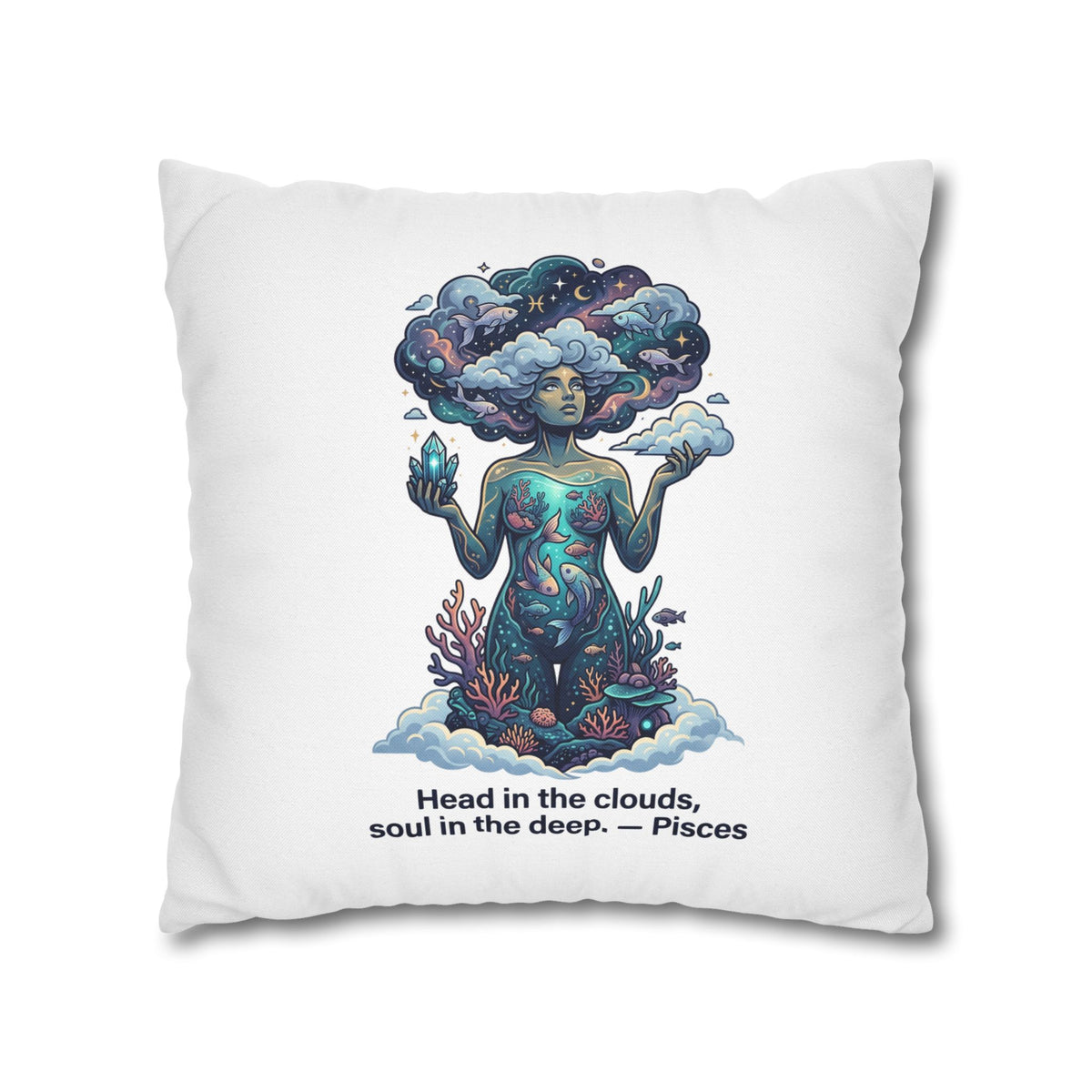 Pisces Zodiac Pillowcase – "Head in the clouds, soul in the deep" Decorative Throw Pillow