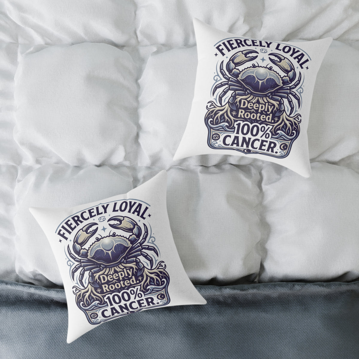 Cancer Zodiac Fiercely Loyal Square Poly Canvas Pillow