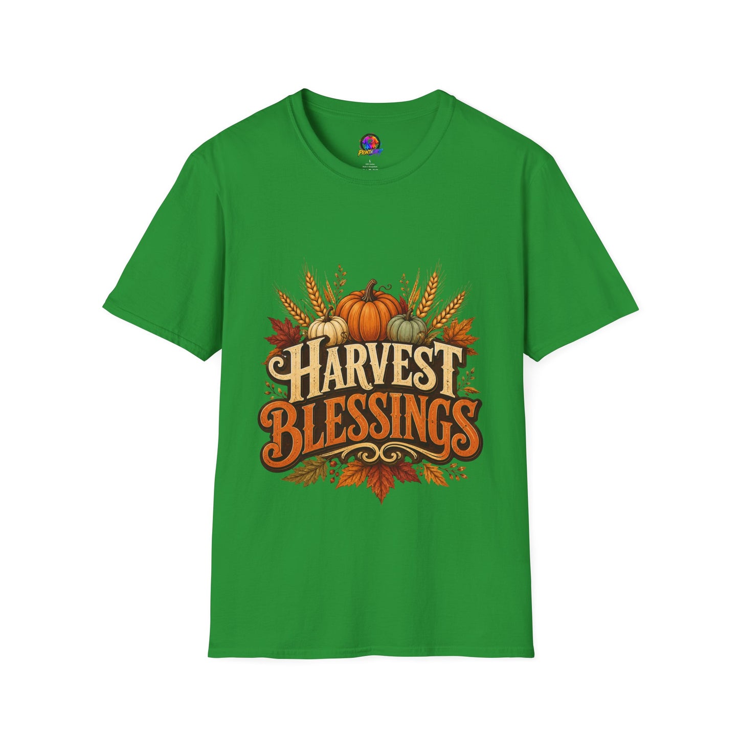Harvest Blessings T-Shirt — Fall Pumpkin & Wheat Autumn Tee