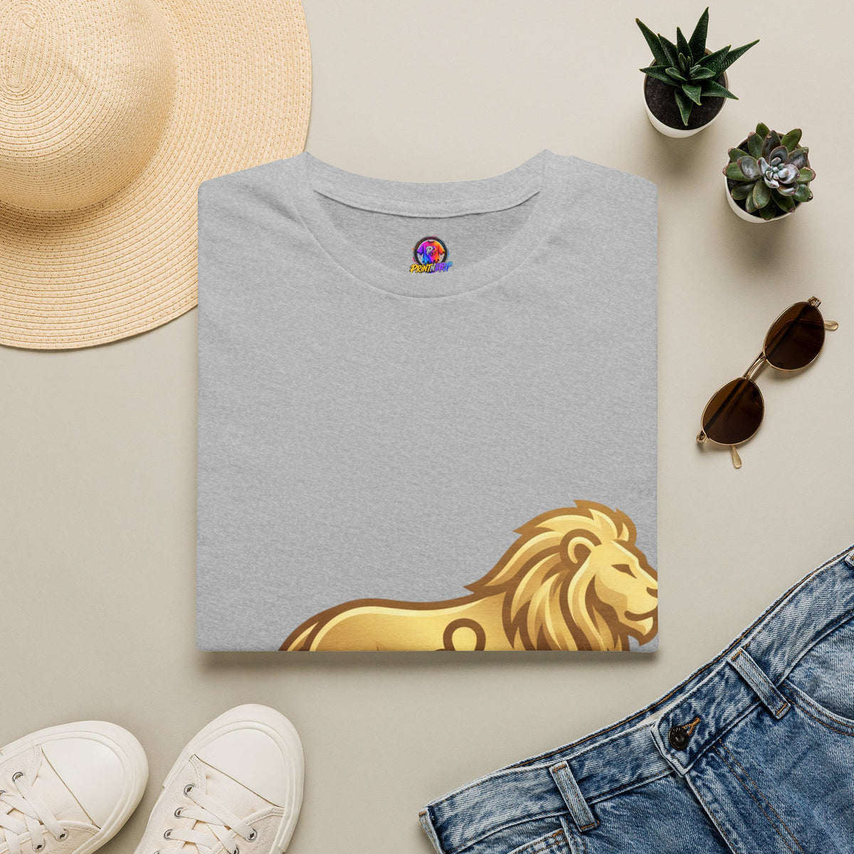 Leo Zodiac Lion T-Shirt — Gold Astrology Tee for Leo Birthdays & Zodiac Fans