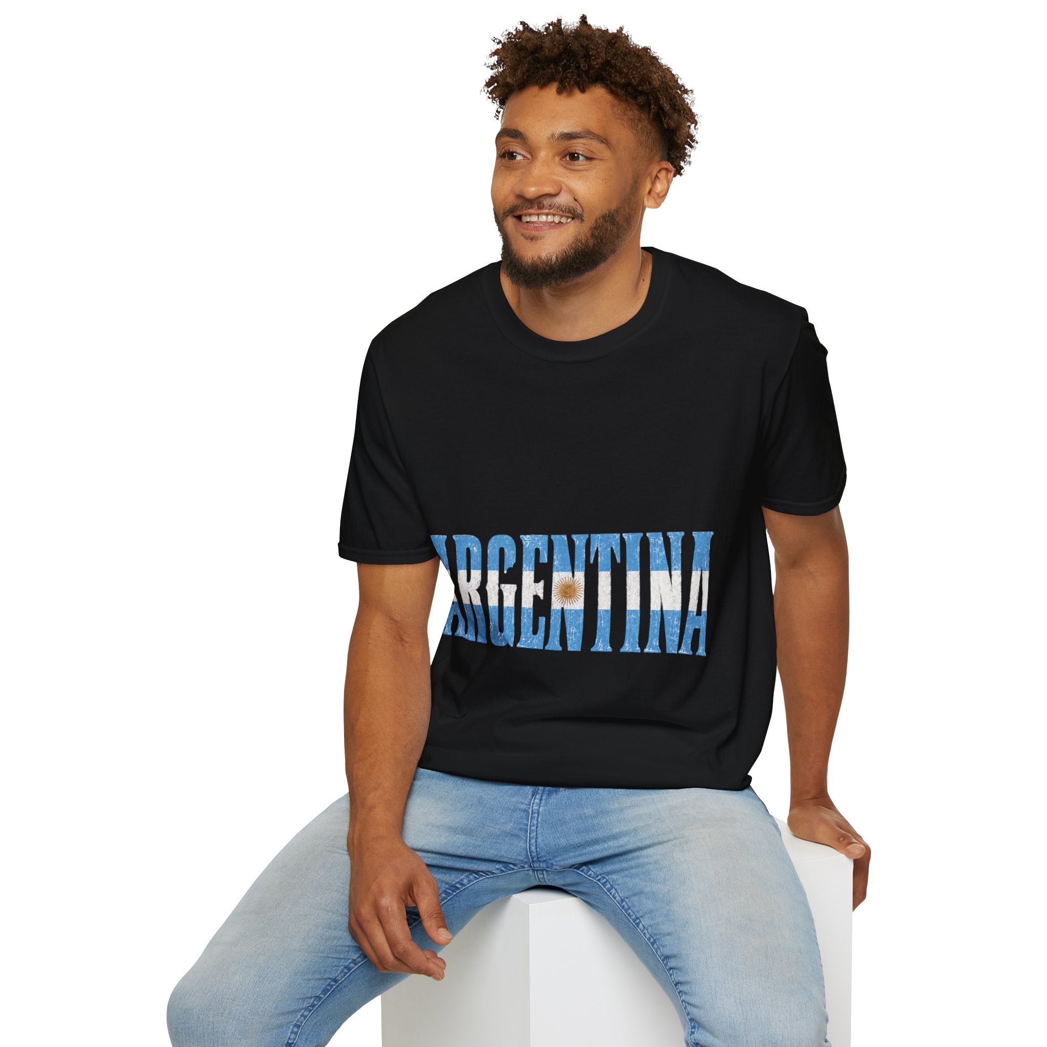 Argentina Beach Vibes T-Shirt — Distressed Blue "ARGENTINA" Graphic