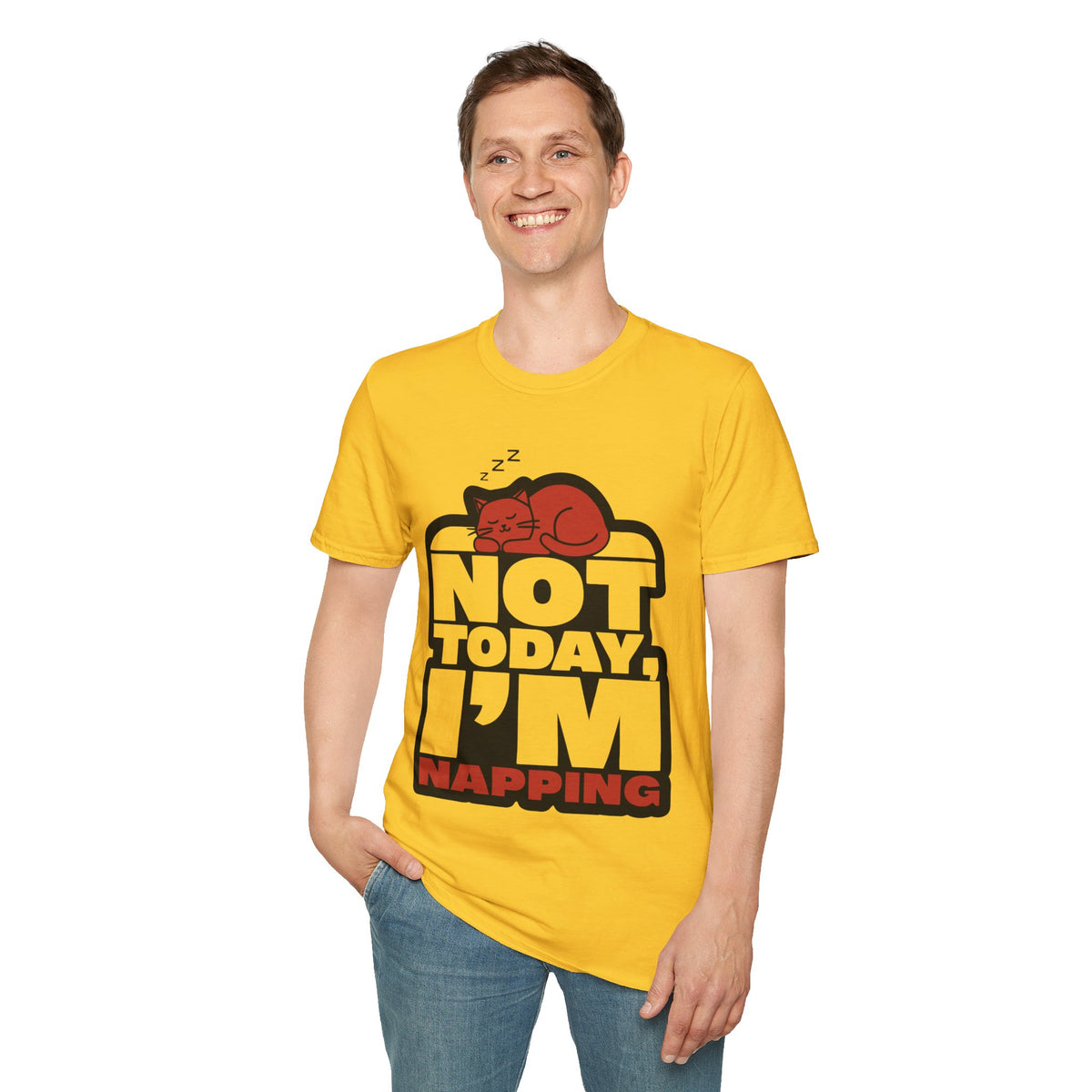 Not Today I'm Napping Orange Cat Tee - Funny Lazy Kitten Bubble Graphic T-Shirt - Trending Now - September 2026