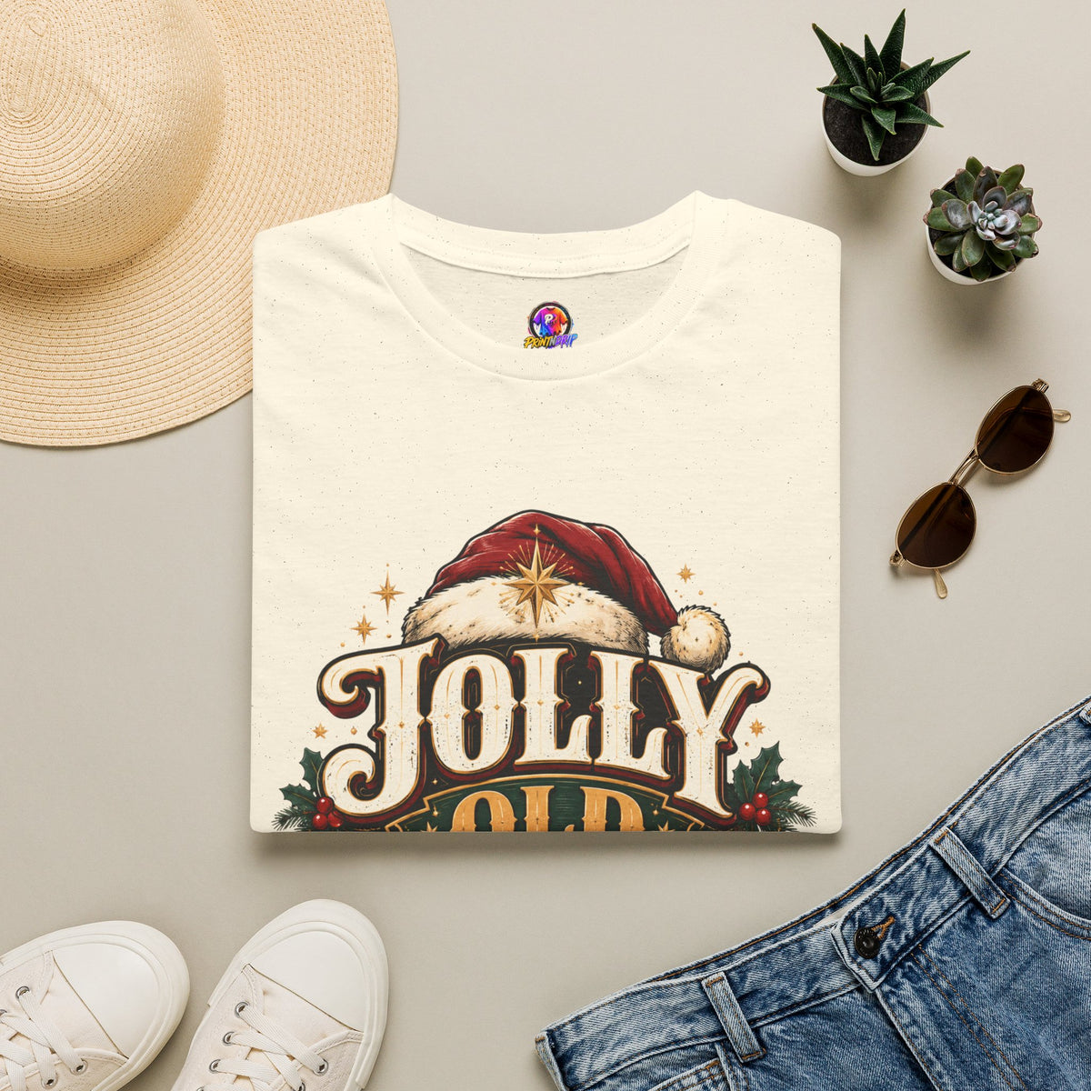Jolly Old Soul T-Shirt — Vintage Santa Holiday Graphic Tee
