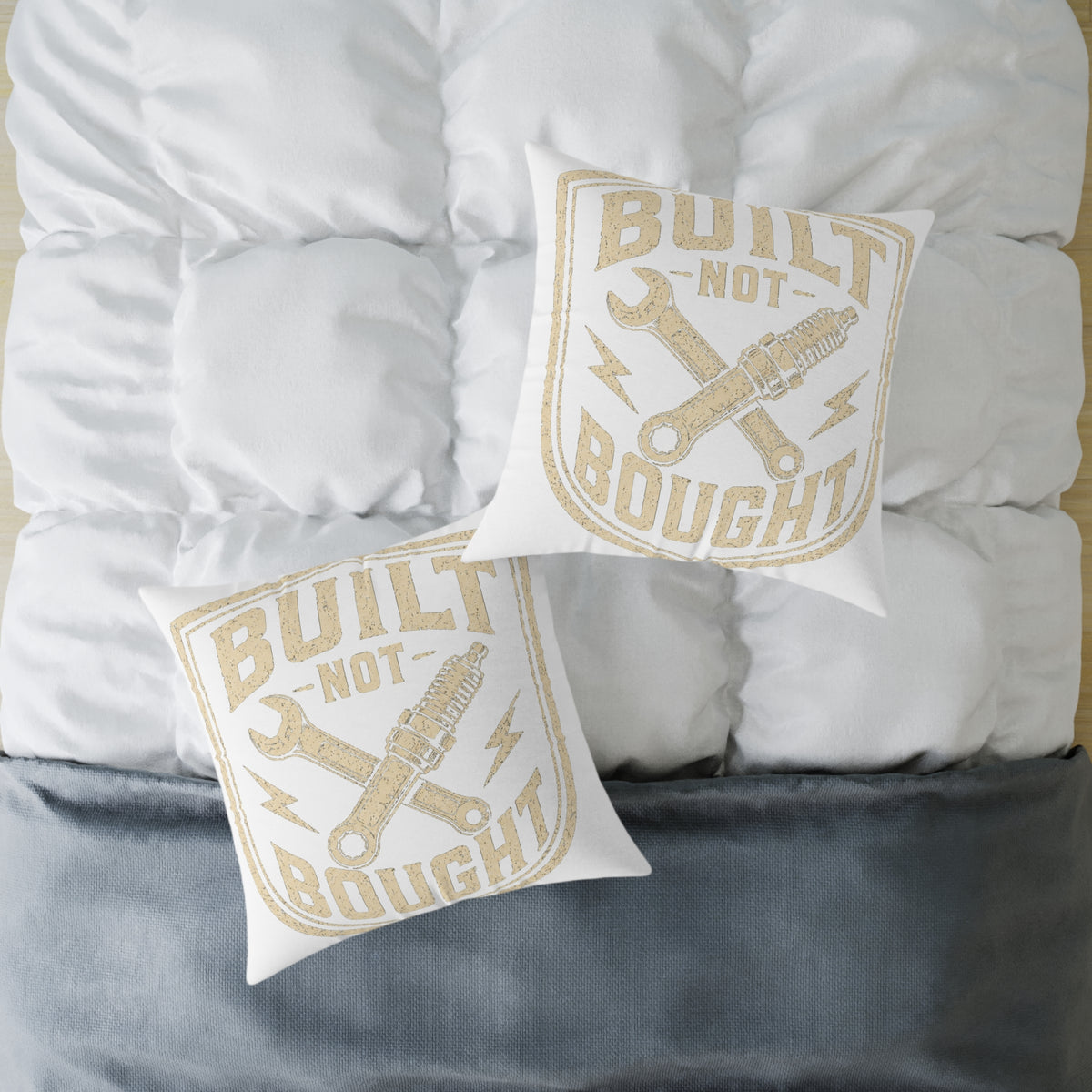 Built Not Bought Square Pillow Milo Bailey Dog Dad Mom — Mechanic Workshop Decor Accent