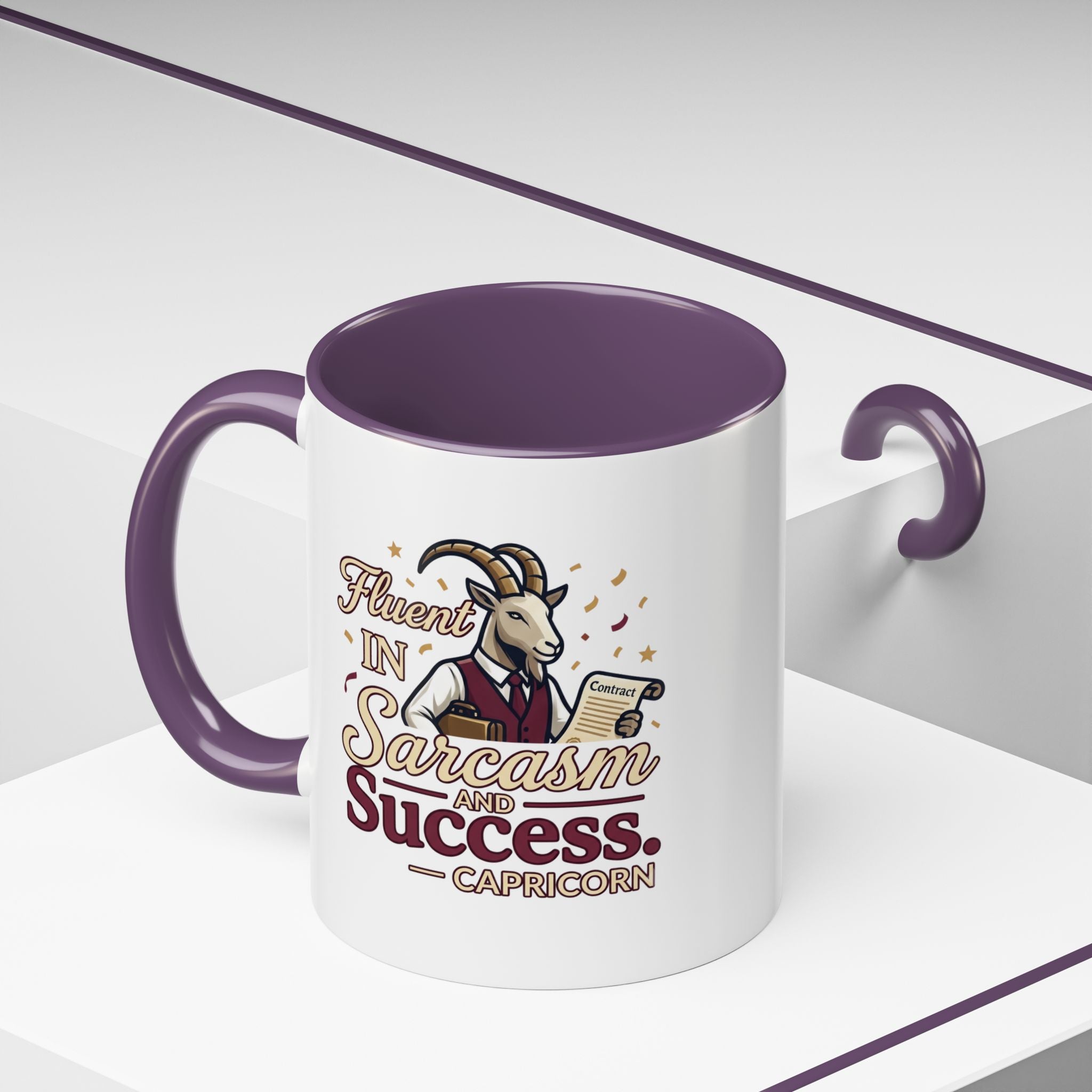 Capricorn Coffee Mug — "Fluent in Sarcasm and Success" Accent Mug