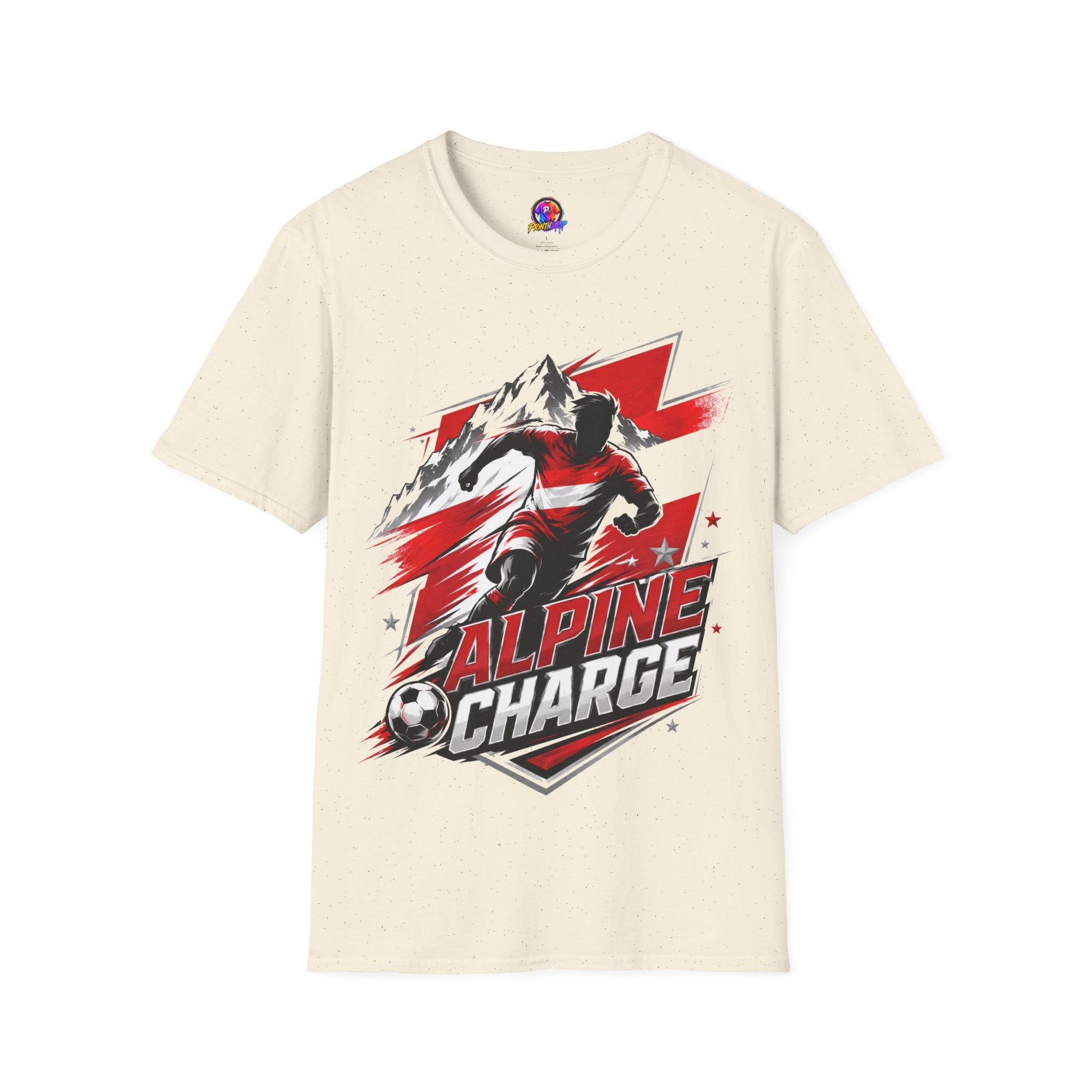 Austria  Alpine Charge Soccer T-Shirt — Mountain Football Graphic Tee -