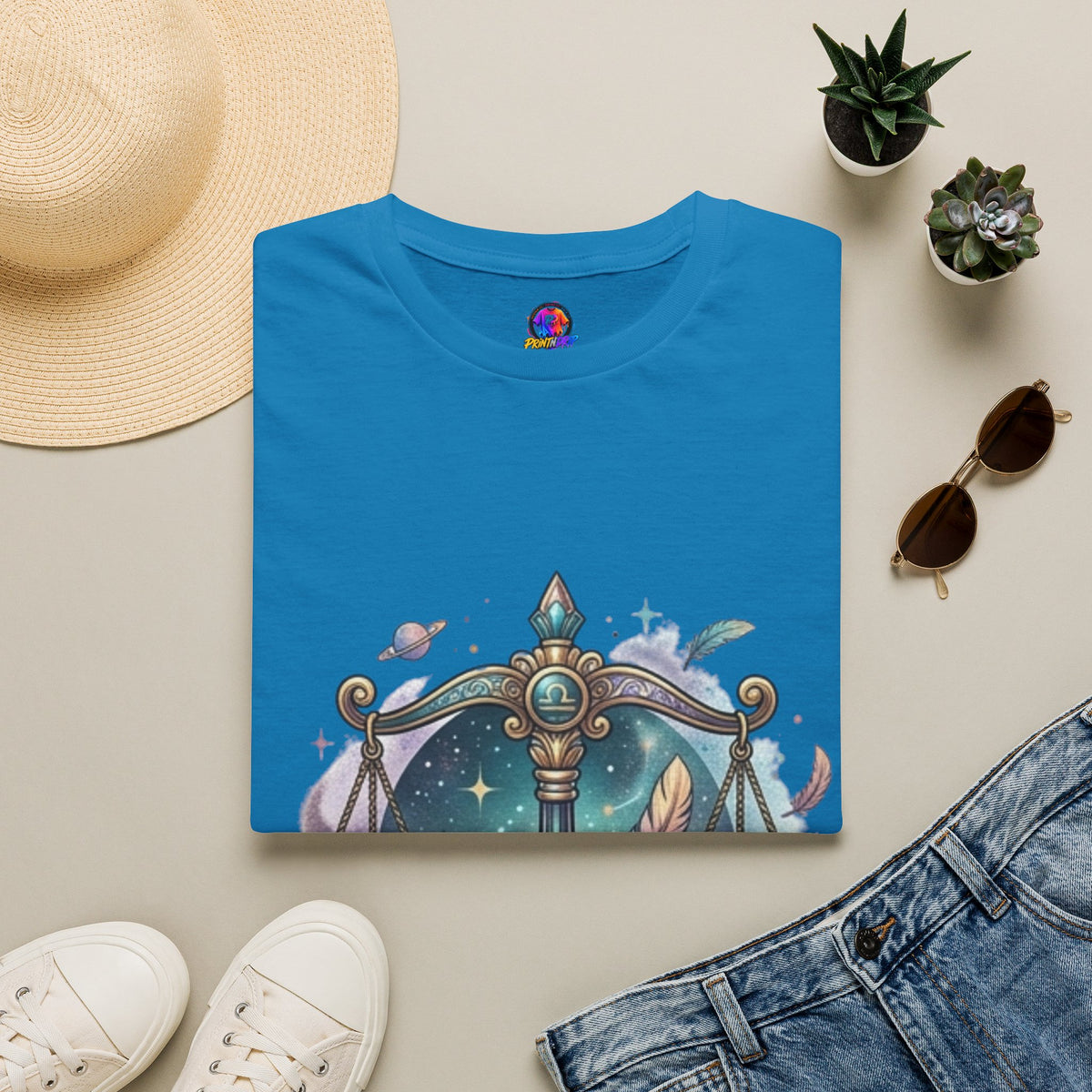 Libra Scales Zodiac T-Shirt — Celestial Astrology Graphic Tee