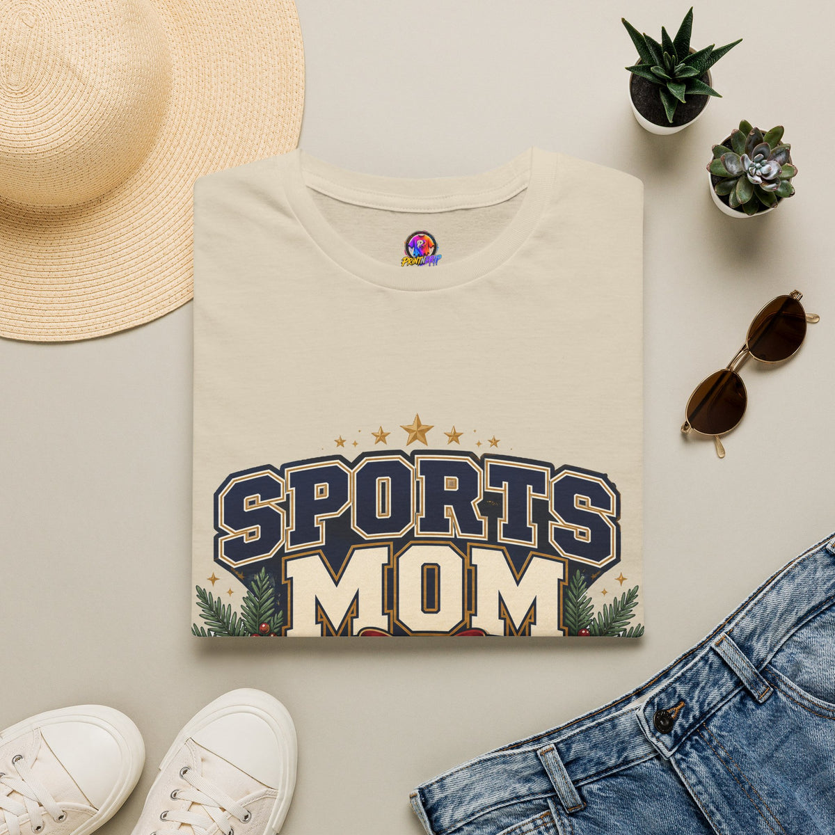 Sports Mom T‑Shirt — "Holiday Hustle" Athletic Mom Tee