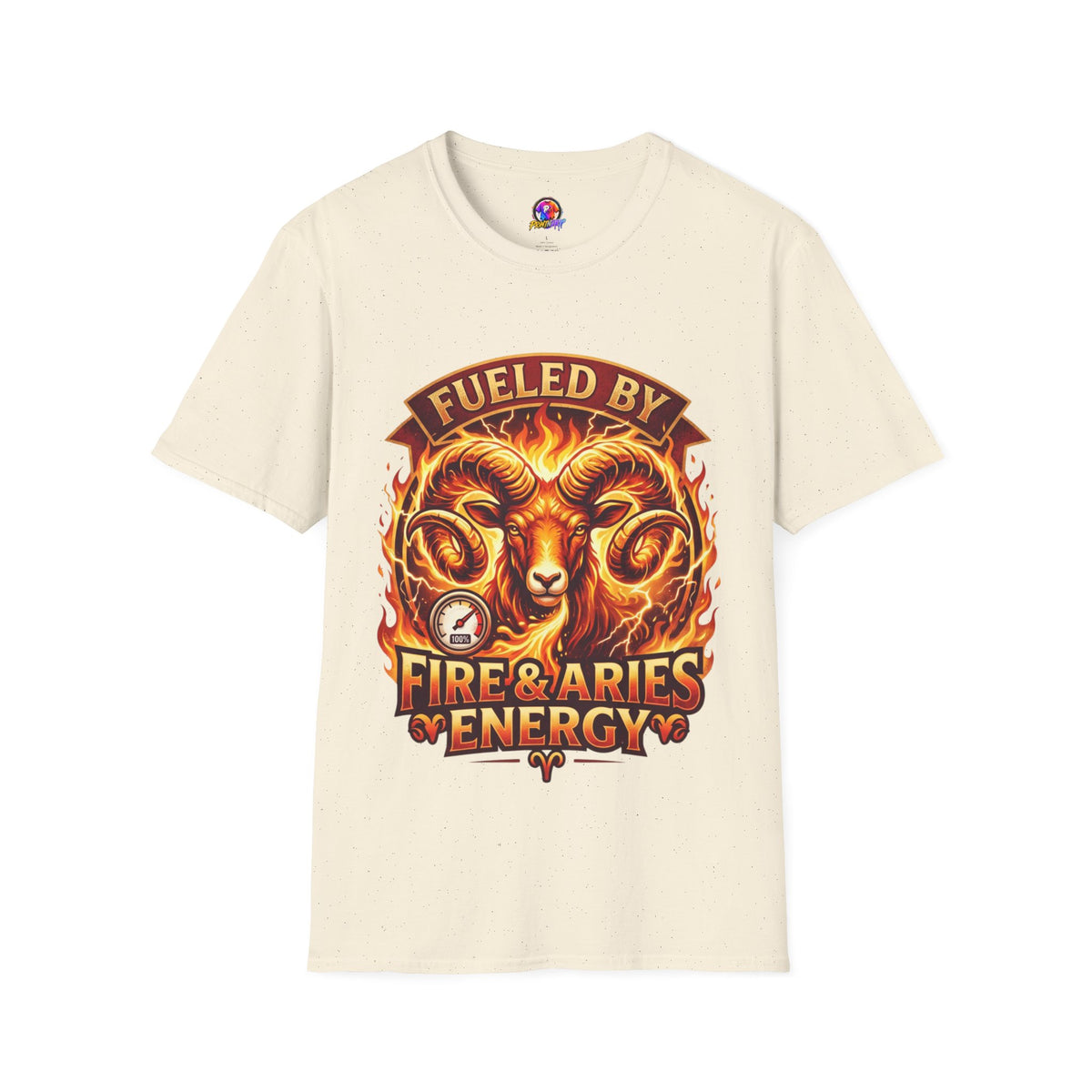 Aries Zodiac Fueled By Fire & Aries Energy T-Shirt — Zodiac Ram Graphic Tee