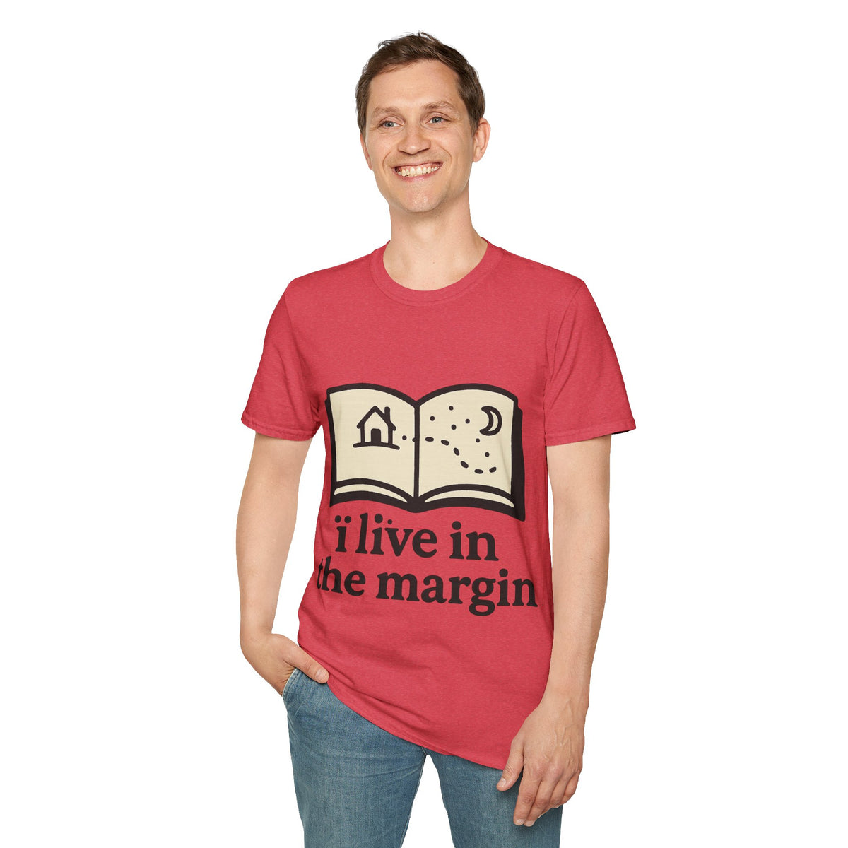 "I Live In The Margin" Bookworm Tee | Cute Celestial Book Graphic T-Shirt - Trending Now - September 2026