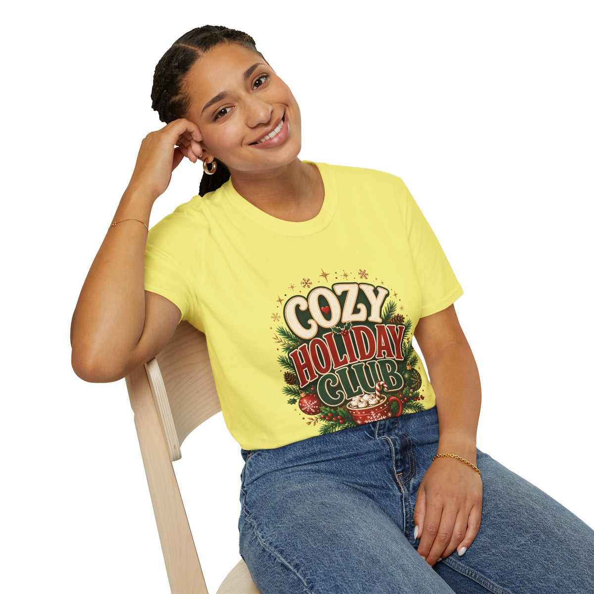 Cozy Holiday Club T-Shirt — Festive Christmas Cozy Cocoa Graphic Tee