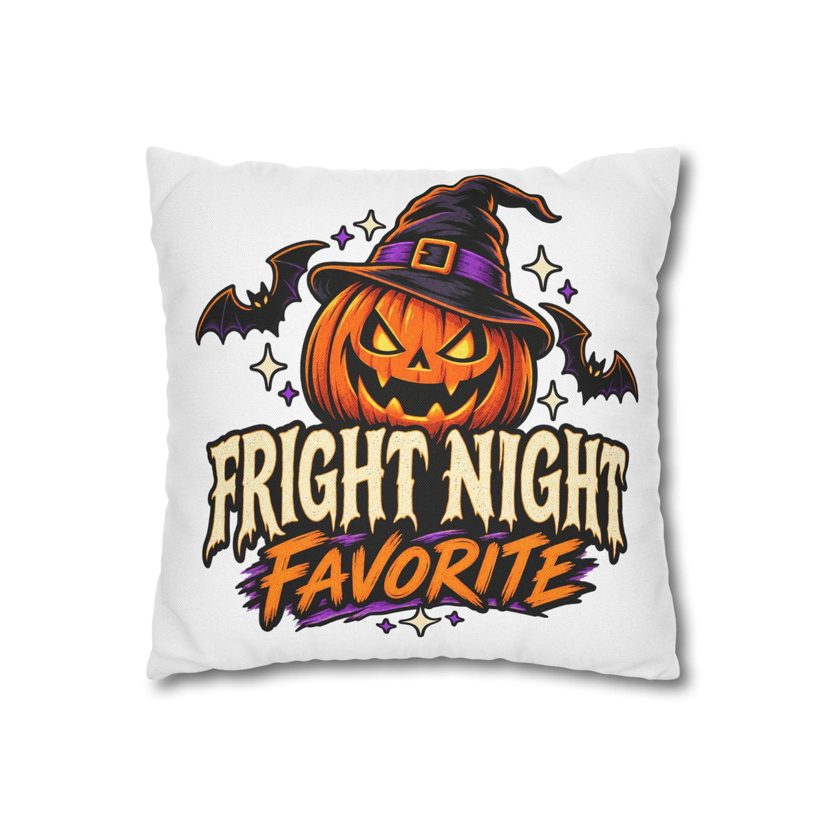Halloween Pumpkin Pillowcase — "Fright Night Favorite" Spun Polyester Throw Pillow Cover