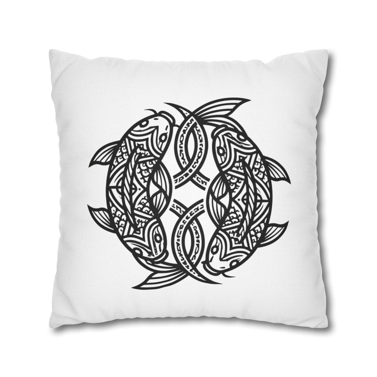Pisces Celtic Koi Fish Decorative Pillowcase — Tribal Circle Fish Throw Pillow