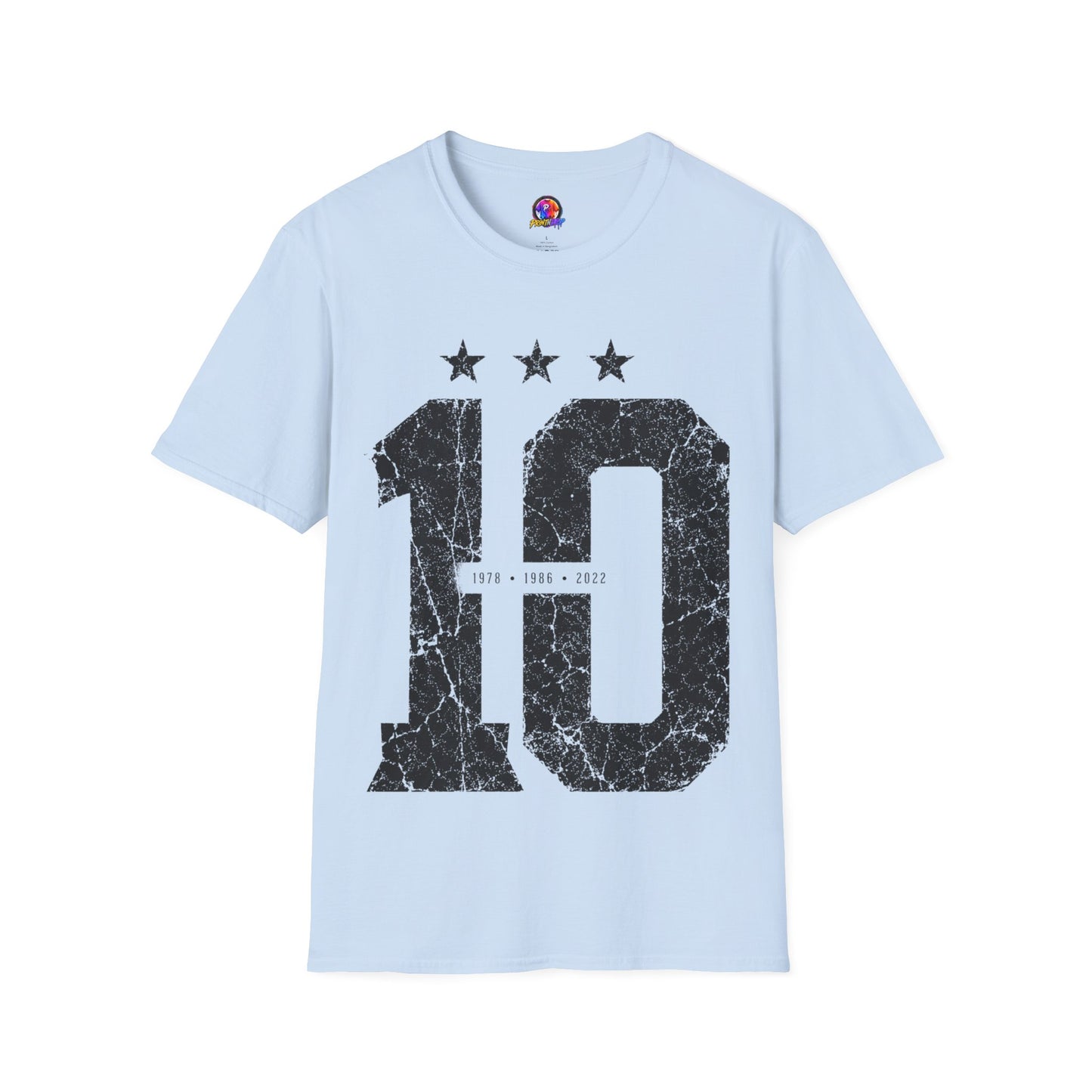 Vintage Argentina Worldcup winning No. 10 Jersey T-Shirt — Distressed Number Tee with Three Stars