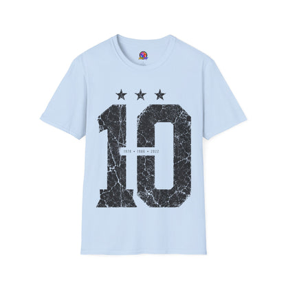 Vintage Argentina Worldcup winning No. 10 Jersey T-Shirt — Distressed Number Tee with Three Stars