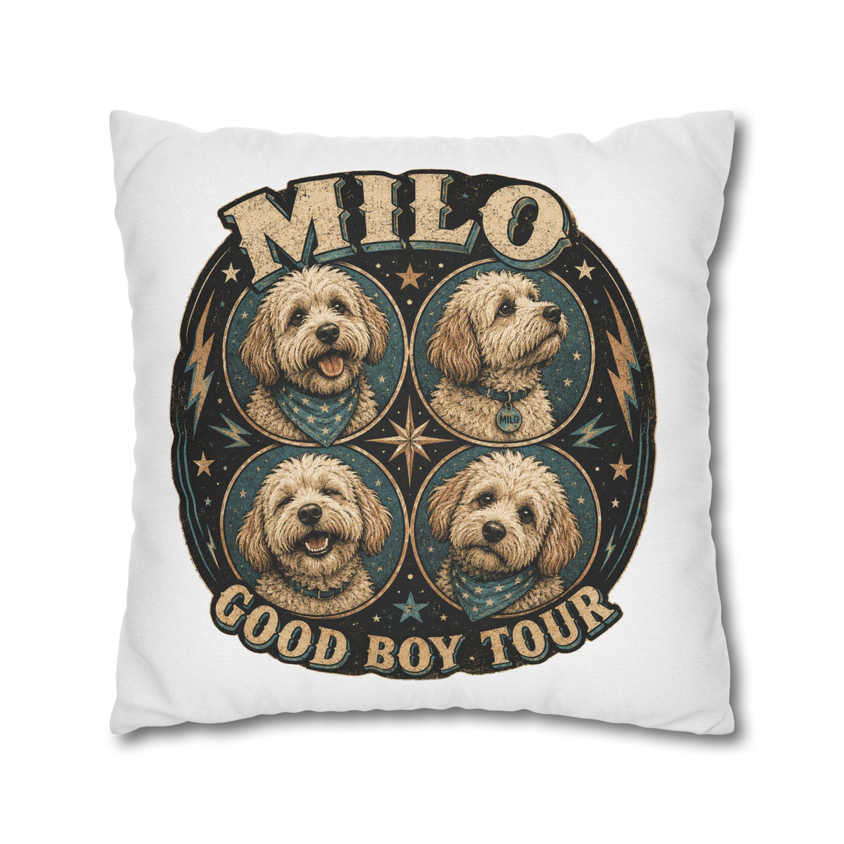 Milo "Good Boy Tour" Decorative Pillowcase Milo Bailey Dog Dad Mom