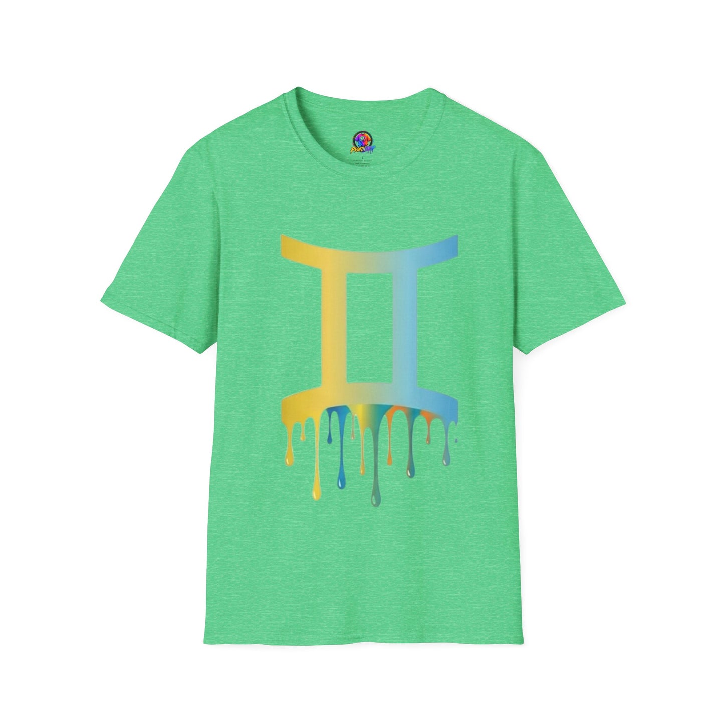 Gemini Drip Zodiac T-Shirt — Rainbow Gemini Symbol Tee