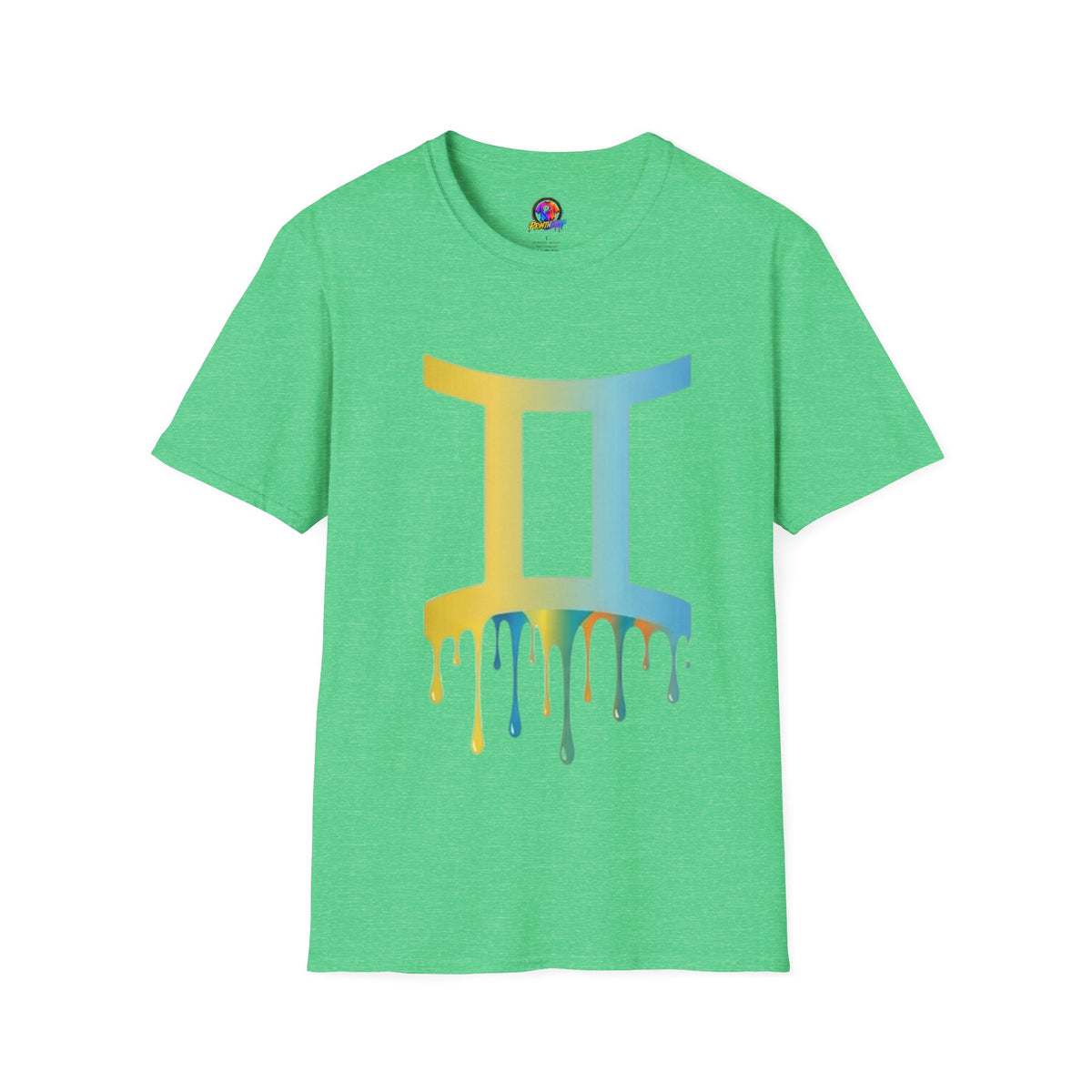 Gemini Drip Zodiac T-Shirt — Rainbow Gemini Symbol Tee