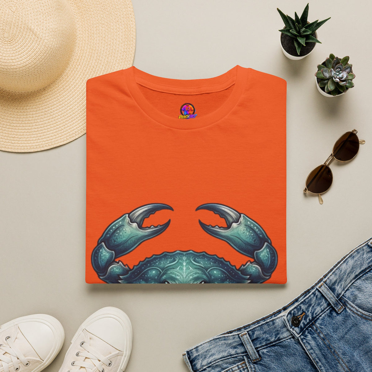 Crab Graphic T-Shirt — Coastal Sea Creature Tee
