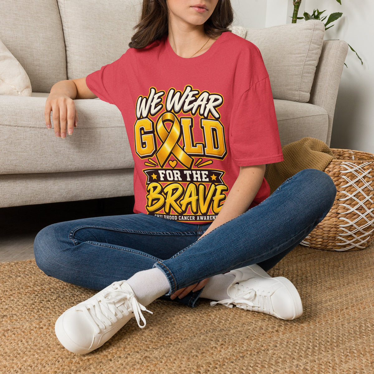 Childhood Cancer Awareness T-Shirt — "We Wear Gold For The Brave"