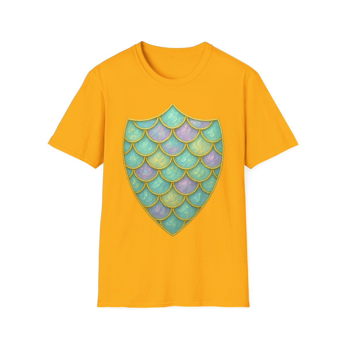 Mermaid Scale Shield T-Shirt — Iridescent Aquamarine Graphic Tee - Trending Now - September 2026