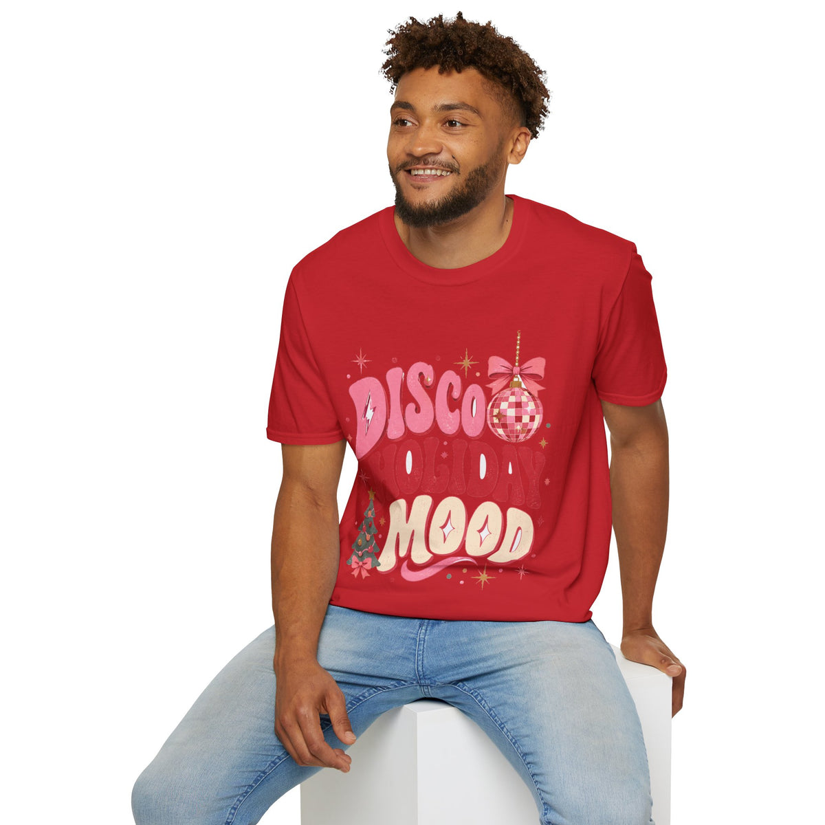 Disco Holiday T-Shirt — Retro Pink Disco Ball Christmas Tee