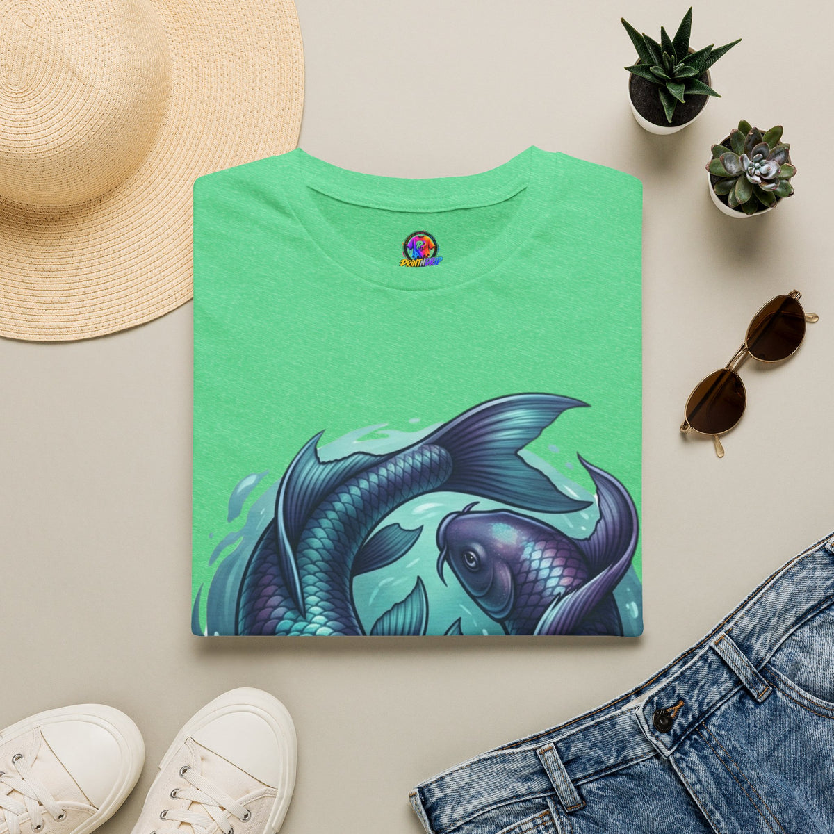 Pisces Zodiac Koi Fish Tee — Yin Yang Aquatic Graphic T-Shirt
