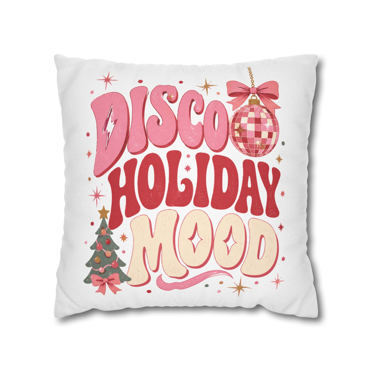 Holiday Pillowcase — 'Disco Holiday Mood' Retro Christmas Decor Modern Day Christmas