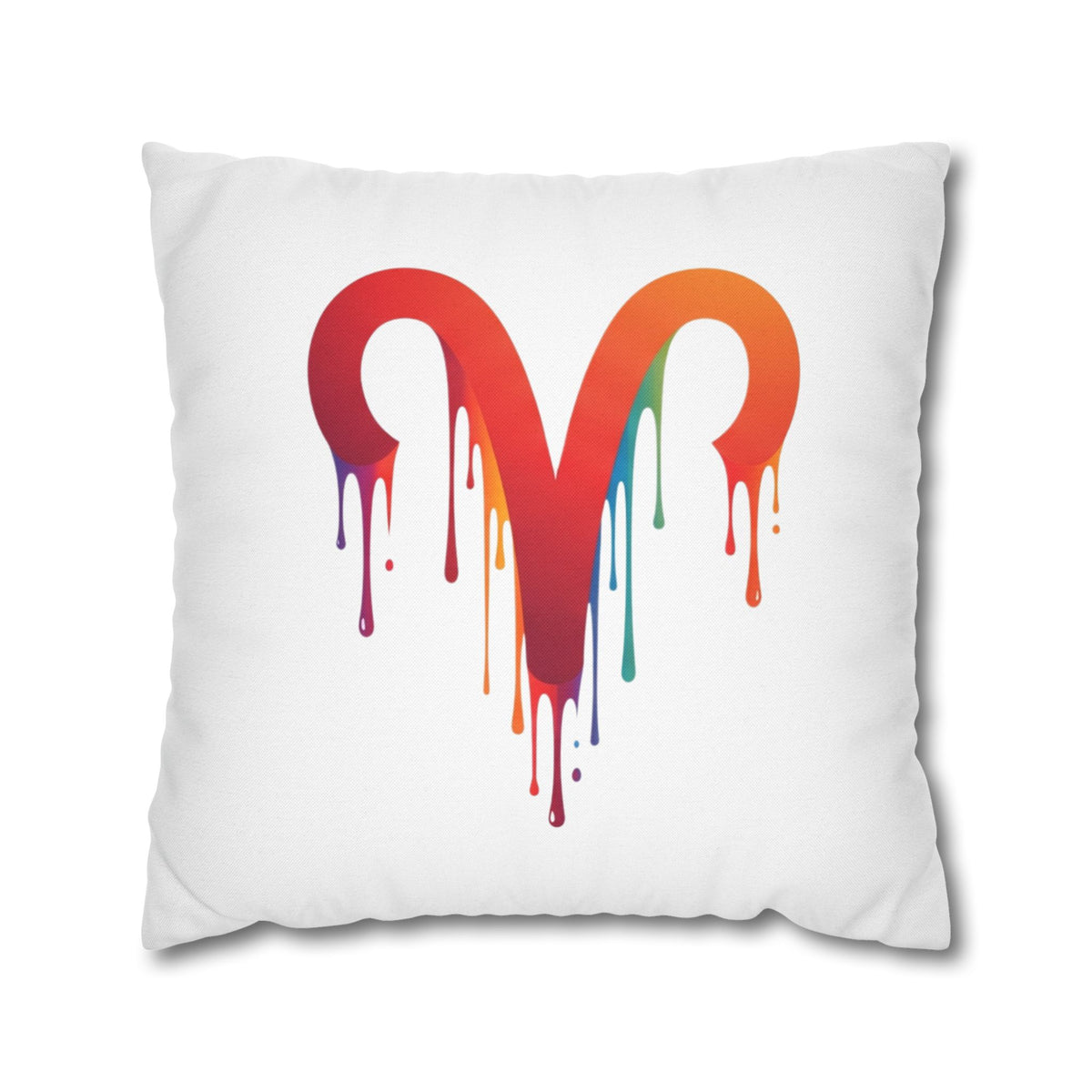 Aries Rainbow Drip Heart Pillowcase — Colorful Melting Heart Decorative Pillow
