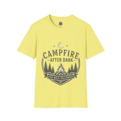 Campfire T-Shirt — "Campfire After Dark" Moonlit Camping Graphic