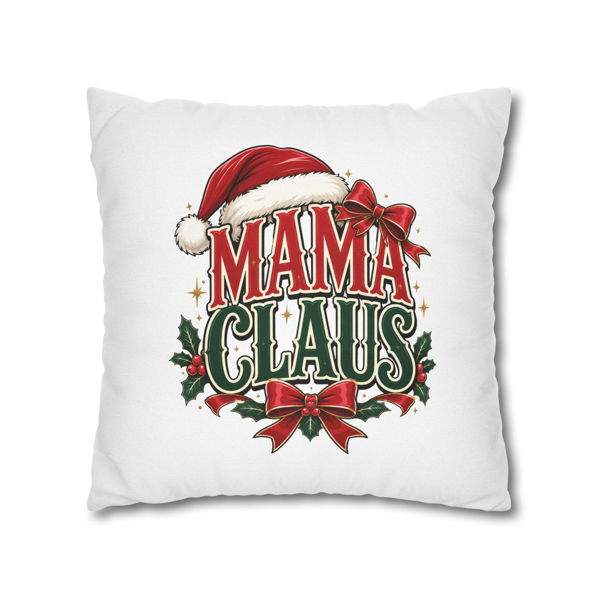 Christmas Mama Claus Holiday Throw Pillowcase — Christmas Decorative Square Pillow Cover