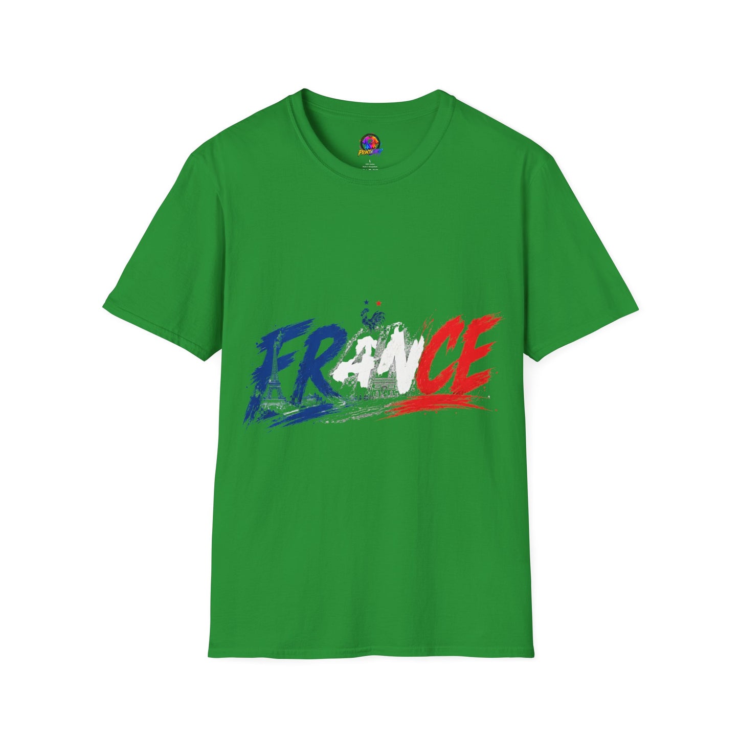 France Brushstroke Graphic T-Shirt — Tricolor Soccer/Travel Fan Tee