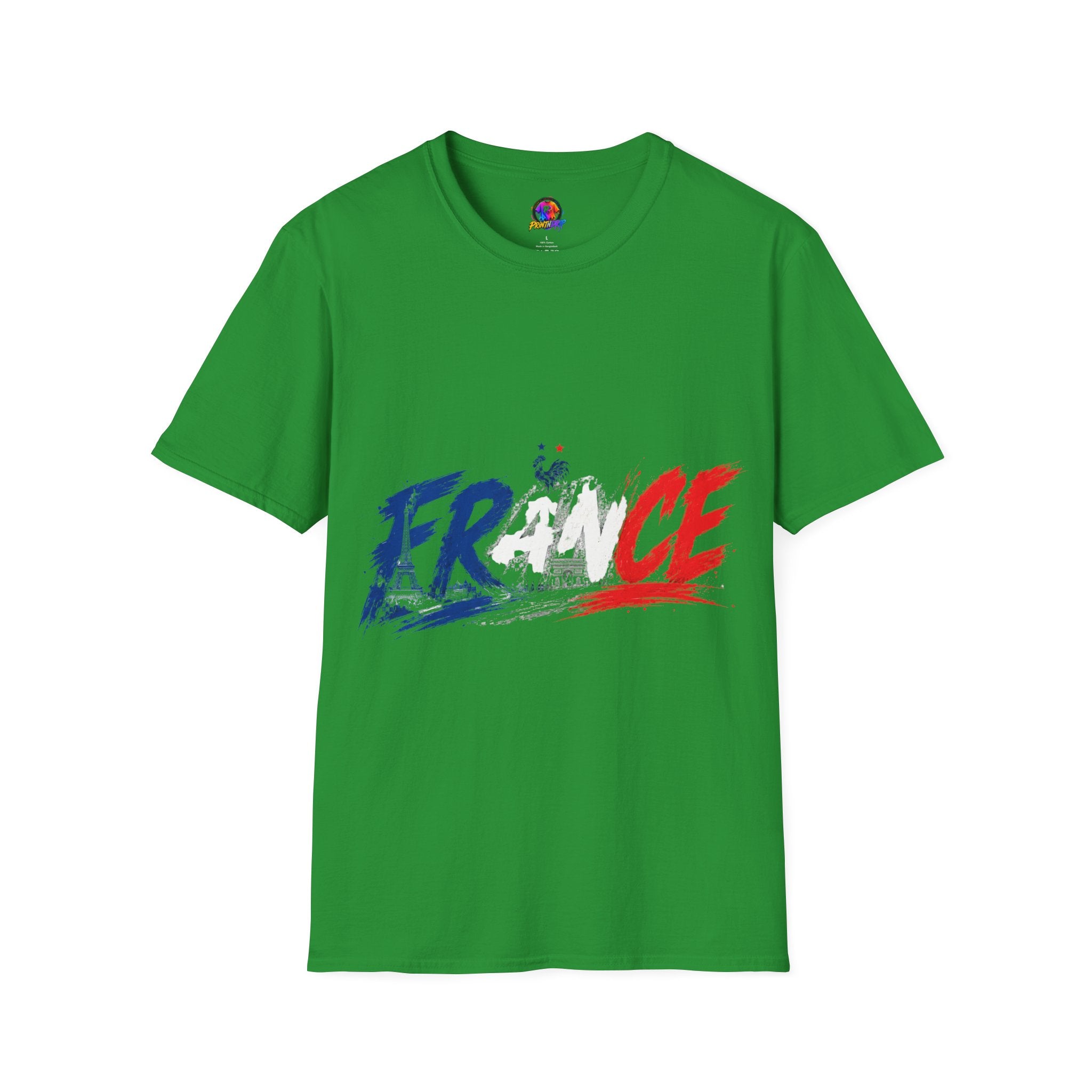 France Brushstroke Graphic T-Shirt — Tricolor Soccer/Travel Fan Tee