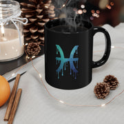 Pisces Zodiac Dripping Pisces Mug — Black Zodiac Coffee Cup