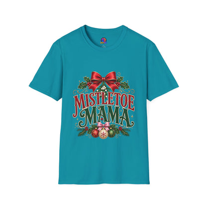 Mistletoe Mama T-Shirt — Festive Christmas Holiday Tee with Bow & Holly
