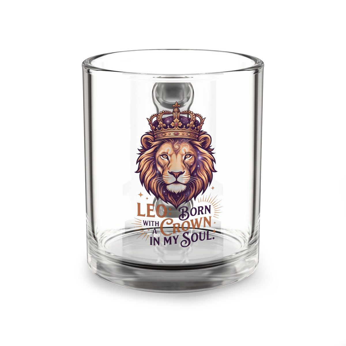 Leo Glass Mug — "Born with a Crown in My Soul" Lion Zodiac Coffee Cup