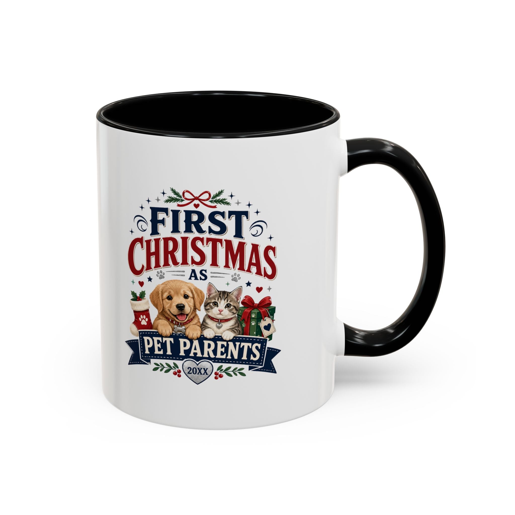 Christmas First Christmas as Pet Parents Coffee Mug — Cute Dog & Cat Holiday Gift