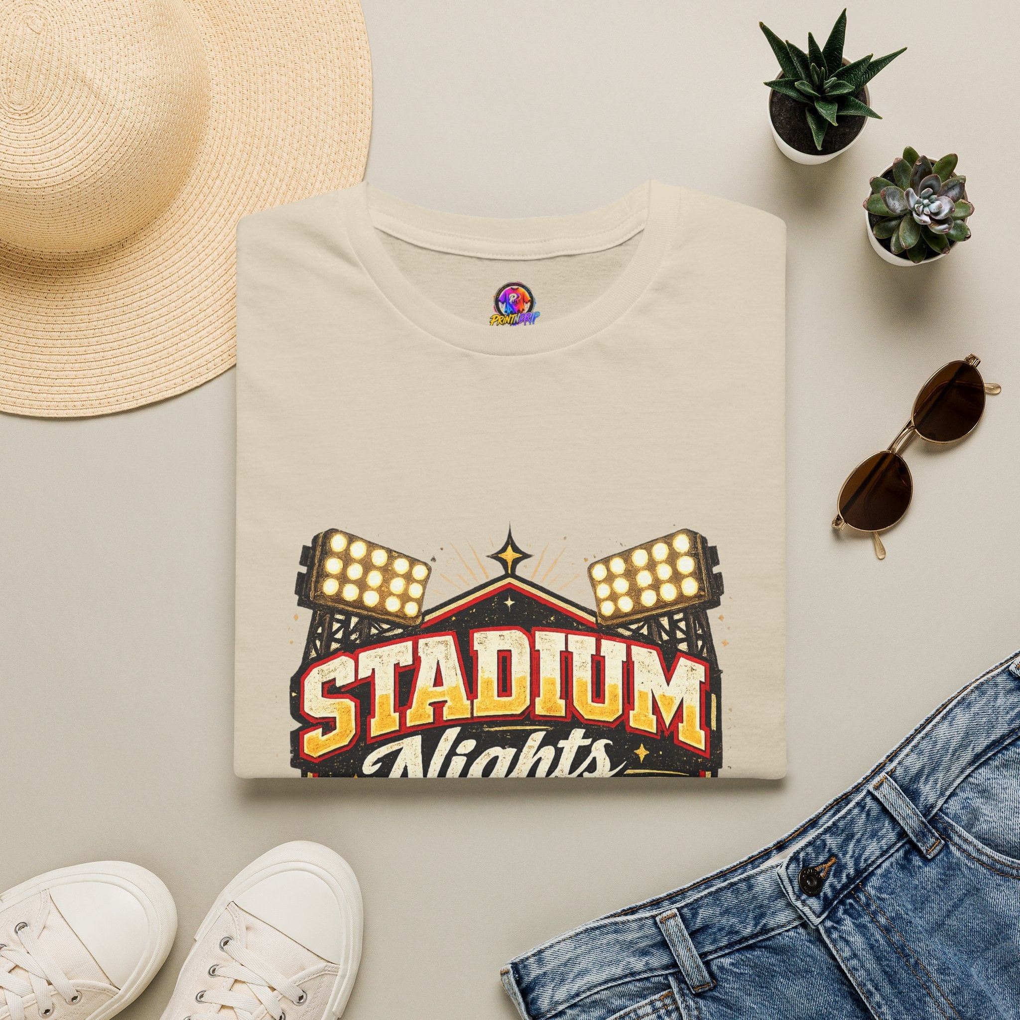 Stadium Nights T-Shirt — Vintage Sports Lights Graphic Tee