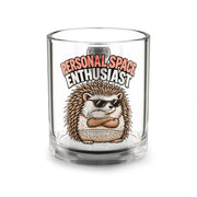 Glass Mug — Funny "Personal Space Enthusiast" Hedgehog Coffee Cup